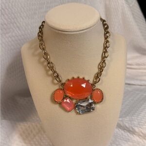 Elegant Gold and Orange Statement Necklace